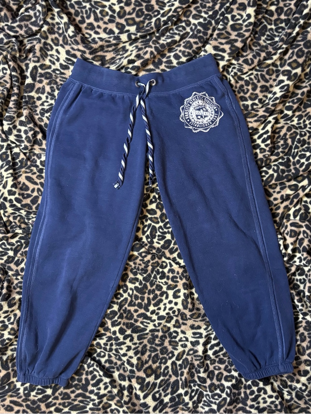Y2K mcbling campus style lowrise embellished sweatpant capri pants